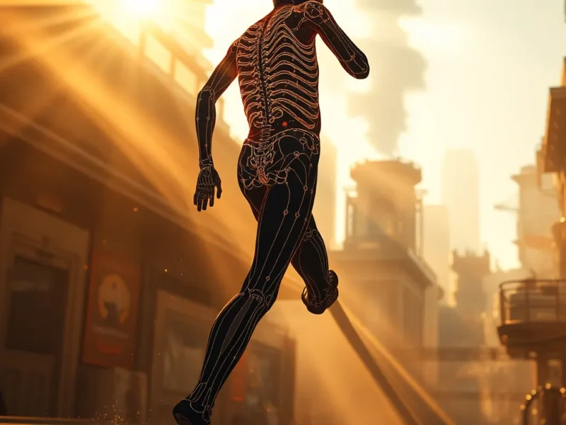 Person moving freely while AI tracks body motion without markers or suits