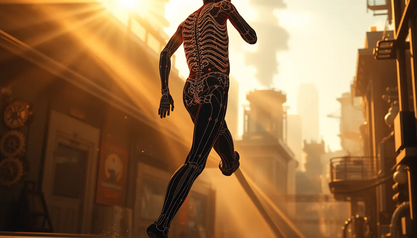 Person moving freely while AI tracks body motion without markers or suits